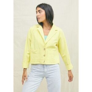 Back Beat Co Women M Jacket Alex Crop Pockets Yellow